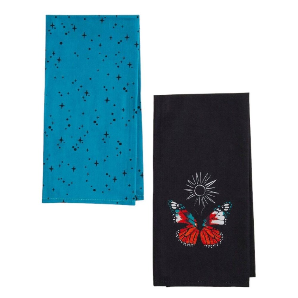 Torrid Set Of Two Cotton Tea Towels Butterfly